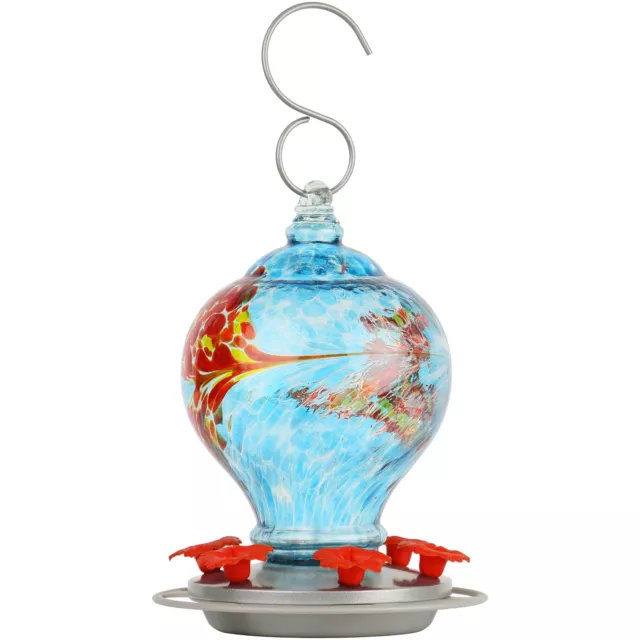 Artisan Glass Gravity Hummingbird Feeder 28 oz, Sunny Day