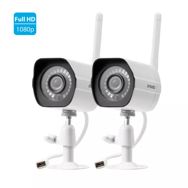 Zmodo 1080P 2pack 1080p HD WiFi Outdoor Home Wireles IP Security Camera System