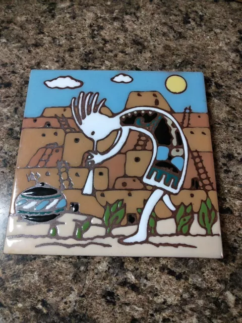 Kokopelli Tile Flute Player 1999 Made in Tucson Arizona