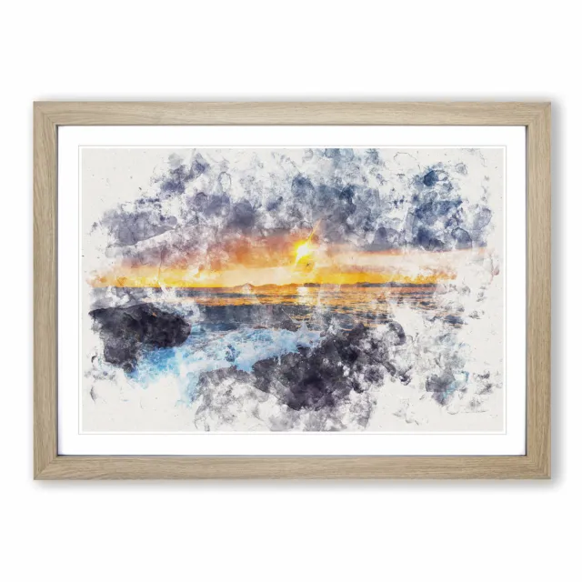 Sunset Over The Ocean Wall Art Print Framed Canvas Picture Poster Decor