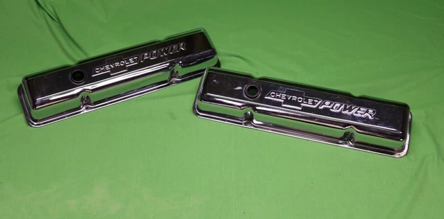 Vintage CHEVROLET POWER BOWTIE Small Block Chevy Chrome Valve Covers 1970's ?