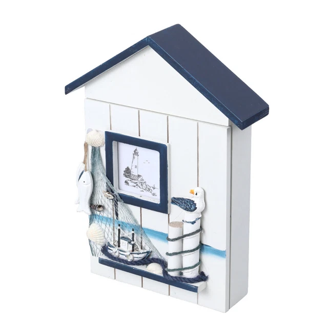 Ocean Wall Art Entryway Key Hanger Wooden Mount Holder Lock Box Coat Seaside 3
