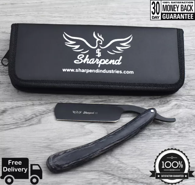 Barber Black Straight Edge Cut Throat Salon Shaving Razor Blade Stainless Steel