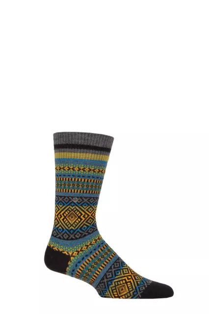 Burlington Men's Socks- All Over Fairisle Pattern Virgin Wool 4 Colours - 1 Pair