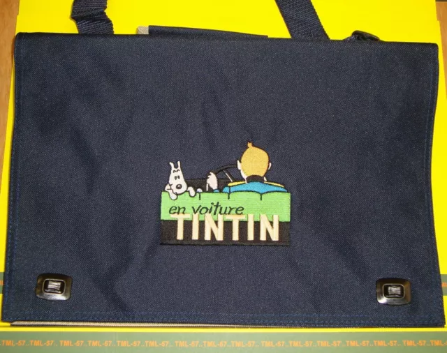 Sac TINTIN Atlas Cartable Serviette EN VOITURE TINTIN Tissus épais brodé