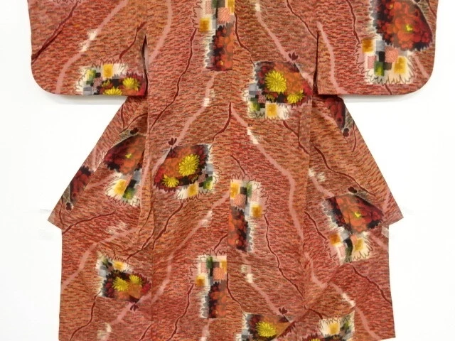 98640# Japanese Kimono / Antique Kimono For Girls / Woven Flower & Folding F