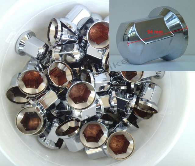 60x 32mm or 33mm LONG Chrome Plated Plastic Wheel Nut Caps Covers SCANIA DAF MAN