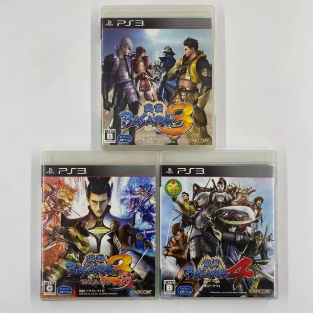 Sengoku Basara 3 ＋ 3 Utage + 4 3Games set Sony PlayStation 3 PS3 Tested