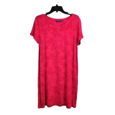 Apt. 9 | Floral Leaf Print Short Sleeve Casual Stretch Dress Pink SIze S