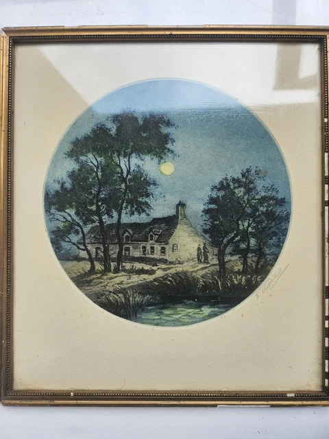 Dessin Ancien Paysage De Campagne Signé Goerg - Crayon Sur Papier