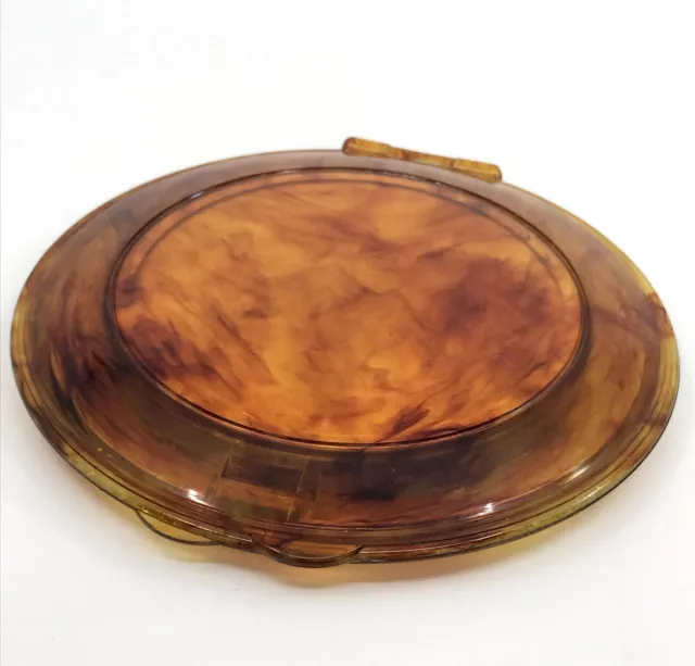 Lucite Tortoise Shell Flapjack Ladies Powder Compact c1940s 50s Vintage unsigned 3
