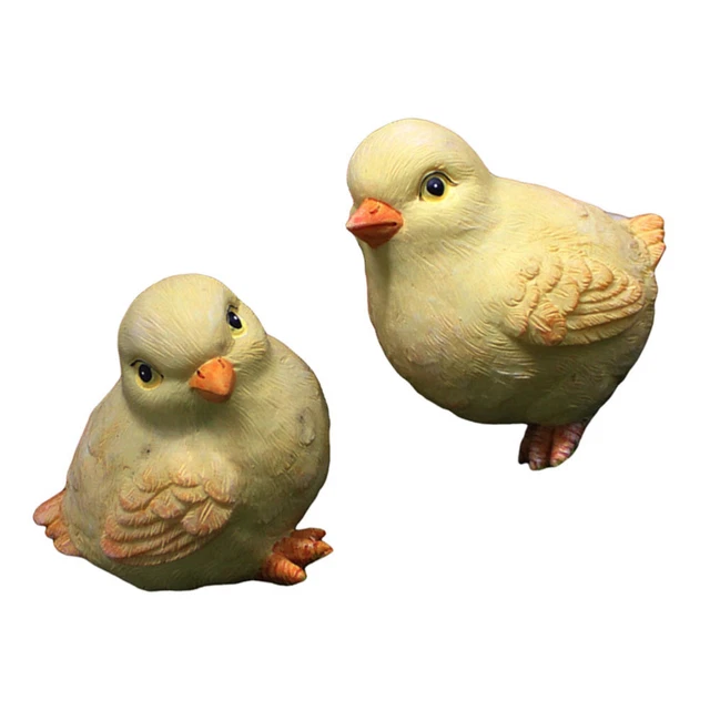 2 Pcs Simulated Chick Ornaments Garden Chicken Statue Decoration Model Child