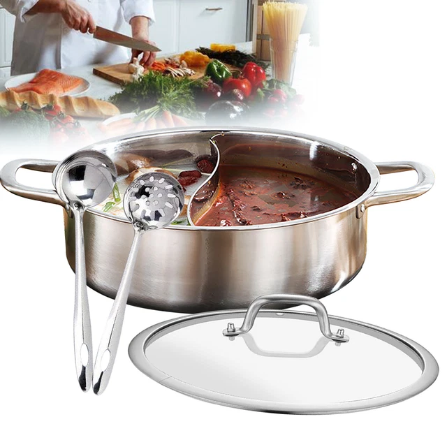 Olla de acero inoxidable 304 Shabu Shabu divisor de doble cara olla caliente olla de sopa