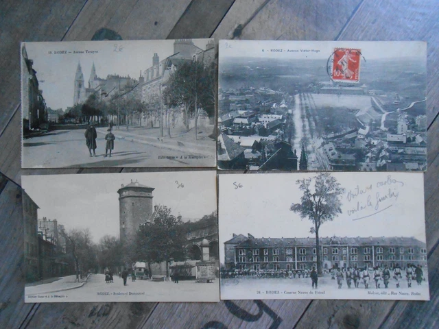 Rodez   (   Aveyron  )     :   Lot De 4 Belles Cartes Postales Anciennes.