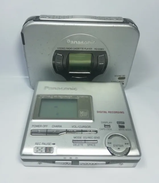 ¡Lote De 2 Reproductores De Cassette Walkman Rq-Sx80V Lpanasonic Y Grabadora Sj-Mr100 Md!¡!¡!