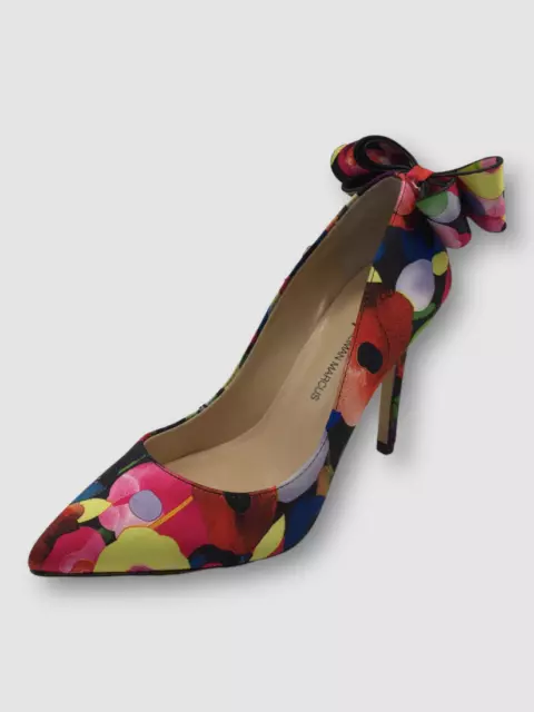 $199 Neiman Marcus Women's Blue Multi Floral Verity Bow Pump Heels Shoes US 6 M