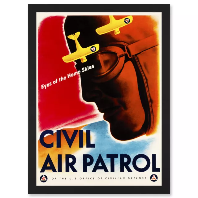 Political Military Civil Air Patrol Pilot USA Eyes Home Skies Framed A3 Wall Art