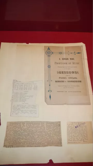 R Denison Wood Professor Of Music Lessons Piano Singing Flyer & newspaper Clips