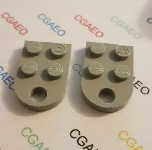 2 x Lego 3176 Plate, Modified 3 x 2 with Hole - Light Gray