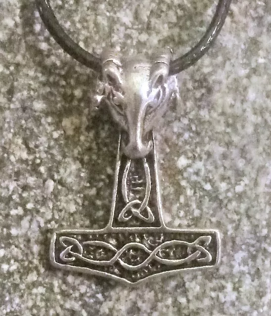 Lot of 8 pieces: Mjolnir necklace, Thor hammer Celtic Norse ram's head ~ viking