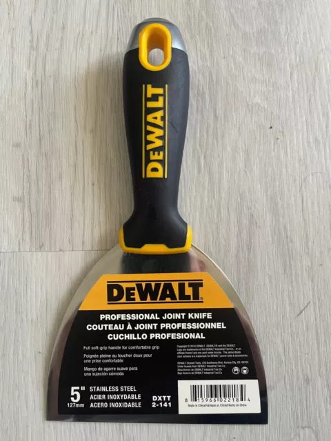 Drywall Joint Knife 5" Stainless Steel Flexible Soft Grip | DEWALT | DXTT-2-141
