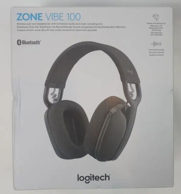 Logitech Zone Vibe 100 Bluetooth Headphones Mac/PC - Graphite