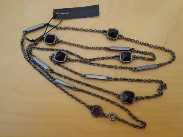 Marc by Marc Jacobs Long Necklace Black Hematite Long Station Ice Cubes NEW