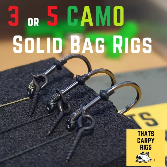 SOLID BAG RIGS 3 Pre Tied PVA Bag rigs Korda braid Wide Gape Hooks
