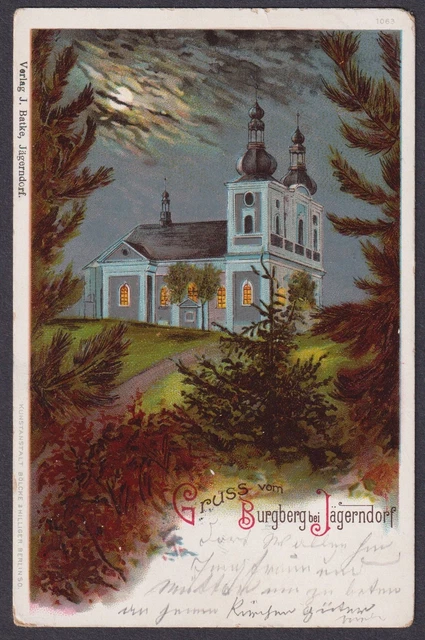 Gruss Dal Burgberg Bei Jägerndorf " Chiesa Ak Litho Boemia Bohemia Cesko Czech
