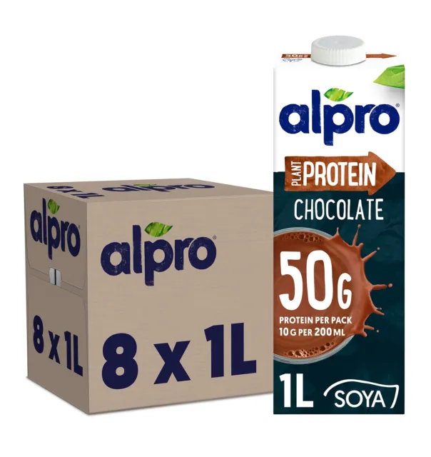 Alpro Protein 50g Soia Drink Gusto Cioccolato 7x1 Litro NUOVO MHD 12/23