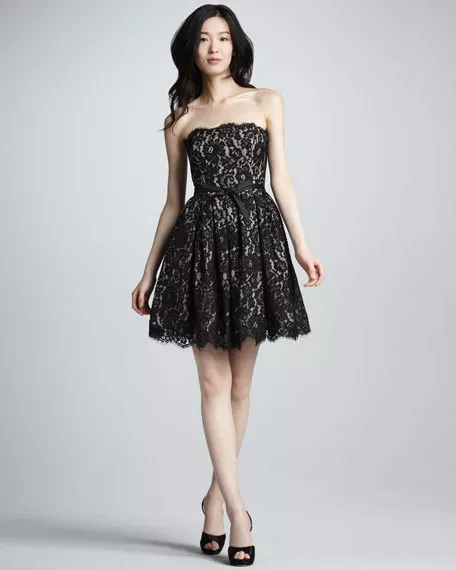 Neiman Marcus Target Robert Rodriguez Lace Strapless Party Cocktail Black Dress