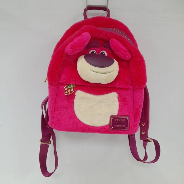 DISNEY PIXAR LOUNGEFLY Lotso Backpack Pink Toy Story Plush Rucksack ...