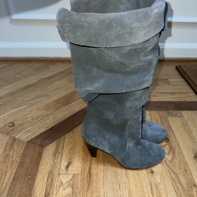 Steve Madden Denvur Boots Gray Suede Leather Pull On Mid Calf Boots Sz 7.5