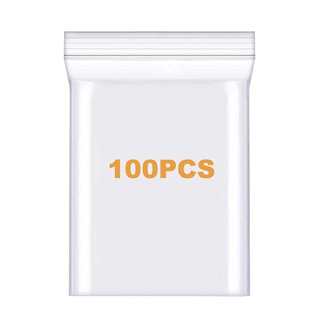 100 Pack 6" x 9" Thick 2.4Mil Clear Zip Seal Lock Poly Bags Reclosable Zip Bag