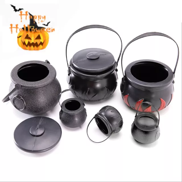 1PCS Halloween Candy Pot Cauldron Novelty Halloween Bucket Ornament Witch TA-C~
