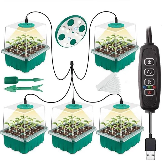1 Pack Seedling Tray with Grow Light Plant Seed Starter Trays Greenhouse Kit