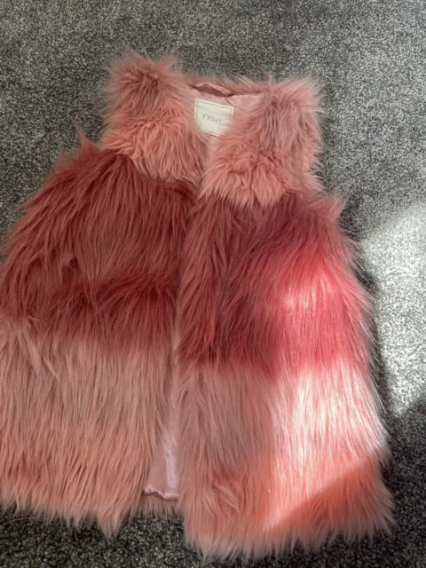 Next girls furry Soft pink gilet jacket age 6