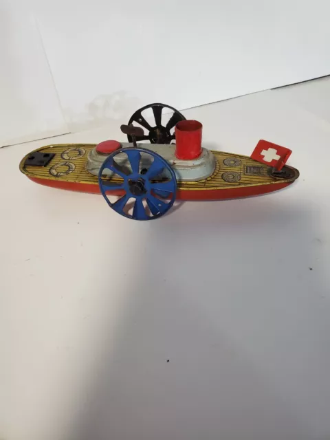 Wind up German Tinplate Steam Boat Clockwork!!!!! 2