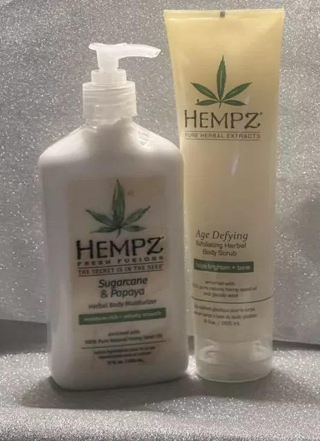 2pck bundle Hempz Moisturizer & Age Defying Exfoliating Herbal BodyWash Hemp NEW