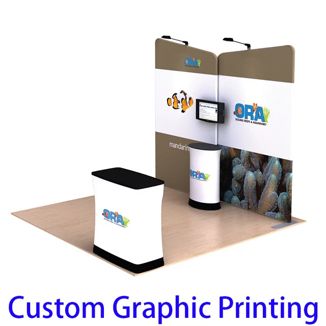 10ft Tension Fabric Pop Up Trapezoidal Backdrop Wall Trade Show Display Booth