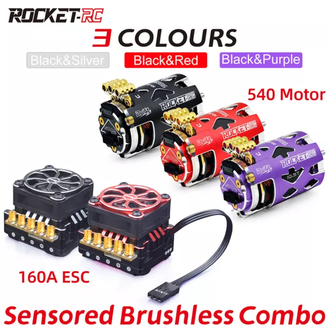 Rocket-RC 540 Sensored Brushless Motor 160A ESC Combo for 1/10 RC Car Truck Trx4