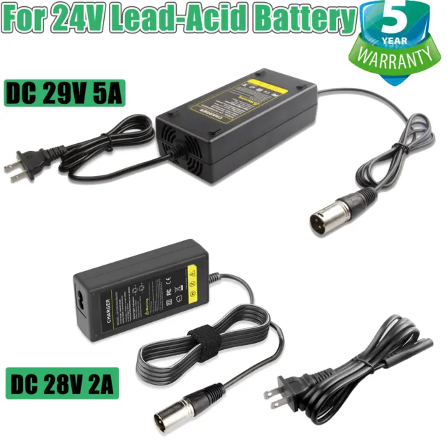 24V 2A-5A XLR Battery Charger for Mobility Pride Scooter Electric Wheelchair US