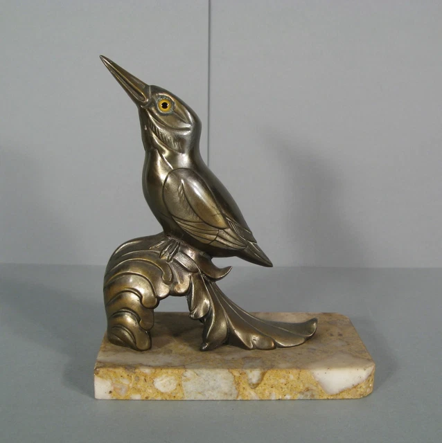 Martin-Fisherman Bird Animal Sculpture Art Deco Regular Signed Franjou