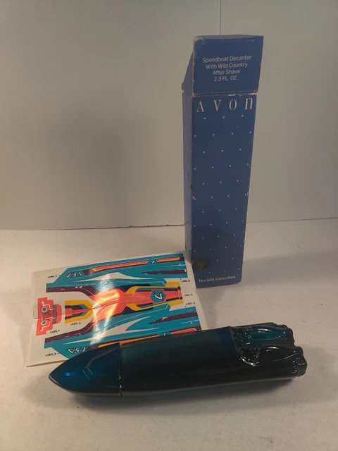 Vintage Avon Wild Country After Shave Speedboat Sleek Racing Boat Nos