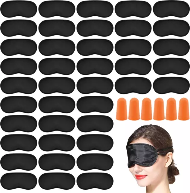 40 Stück Polyester Schlafmaske, Sleeping Mask Mit Gummibänder Für Reisen Schicht
