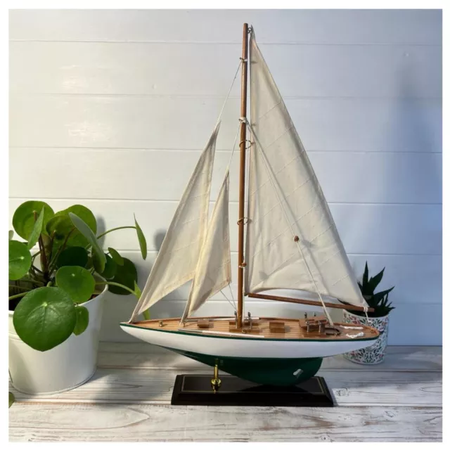 Detailed 35cm long wooden model J Class Sailing Yacht