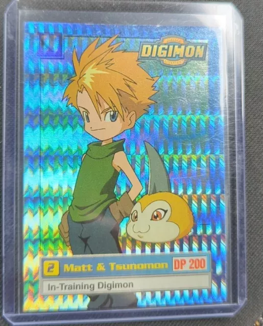 '99 Digimon Series One NM Exclusive Preview 1st Edition Matt & Tsunomon Prism