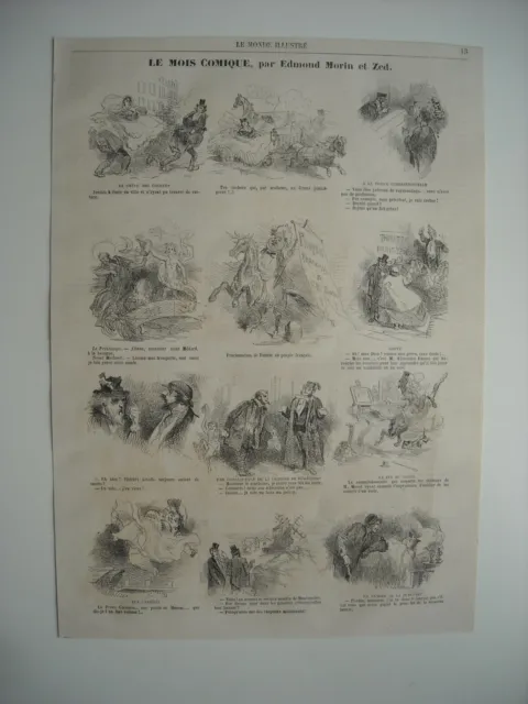 Caricatures 1865. Le Mois Comique. Par Edmond Morin Et Zed. 12 Caricatures......