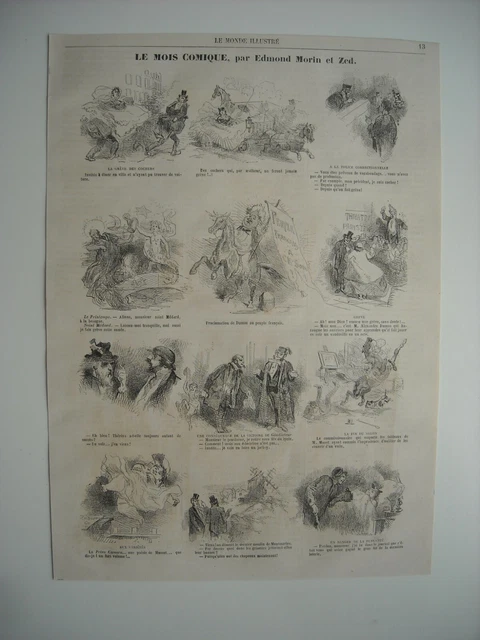 Caricatures 1865. Le Mois Comique. Par Edmond Morin Et Zed. 12 Caricatures......