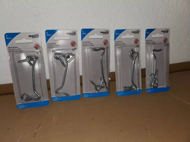 LOT OF 5x NATIONAL HARDWARE ZINC PLATED HOOK & EYE N226-373